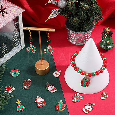40Pcs 10 Styles Christmas Theme Alloy Enamel Pendants ENAM-SC0005-59-1