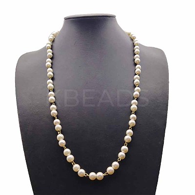 Imitation Pink Pearl with Ring Micro Pave Cubic Zircoia Necklaces VH6492-1-1