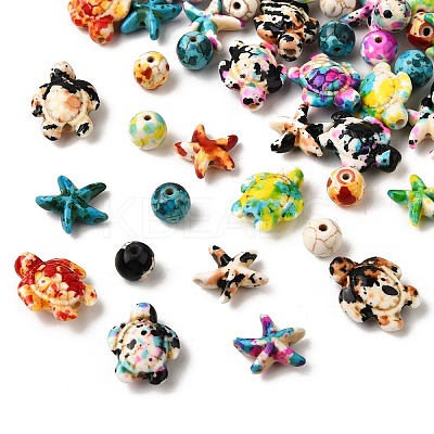 102Pcs 17 Styles Dyed Synthetic Turquoise & Magnesite Beads G-FP0001-03-1