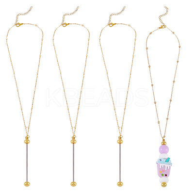 4Pcs Brass Round Ball Cable Chain Necklace Making NJEW-TAC0019-1