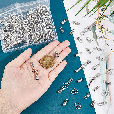 100PCS Tibetan Style Alloy Cord Ends with 100PCS Alloy Hook and S-Hook Clasps TIBE-NB0001-28-1