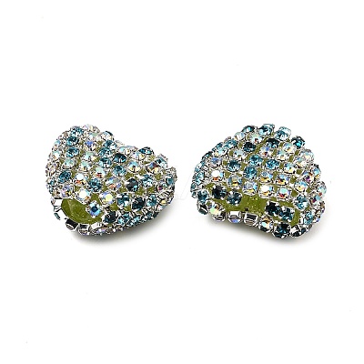 Sparkling Acrylic Heart Beads with Rhinestone Embellishment OACR-NH0001-02A-03-1