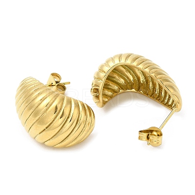 Ion Plating(IP) 304 Stainless Steel Croissant Stud Earrings EJEW-B026-17G-1