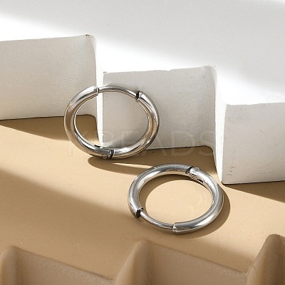 Tarnish Resistant 202 Stainless Steel Huggie Hoop Earrings X-EJEW-F111A-17mm-P-1