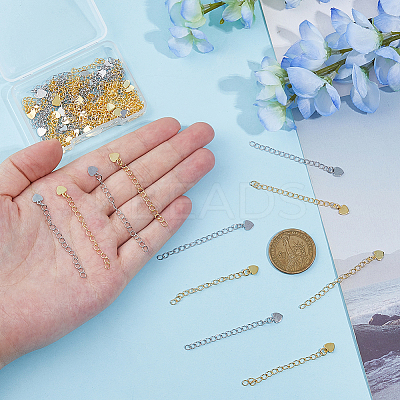 40Pcs 2 Colors Rack Plating Brass Curb Chain Extender KK-DC0004-27-1