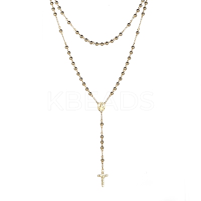 Men's Rosary Bead Necklace with Crucifix Cross NJEW-I011-6mm-08-1