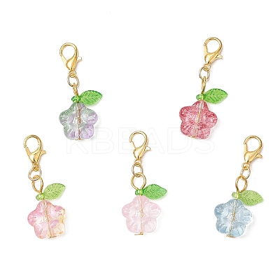 Flower Glass Pendant Decorations HJEW-JM03336-1