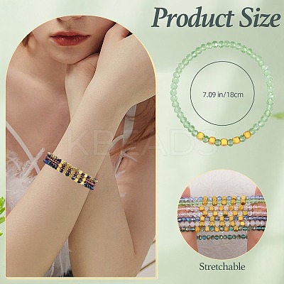 30Pcs 30 Colors Faceted Round Glass Beaded Stretch Bracelet Sets for Women Girl BJEW-SW001602-1