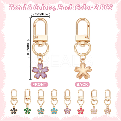Alloy Enamel Flower Pendant Decorations HJEW-PHE00002-1