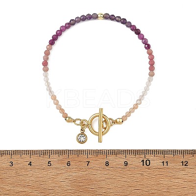 Gradient Natural Mixed Stone Faceted Round Beaded Bracelets BJEW-JB14398-02-1