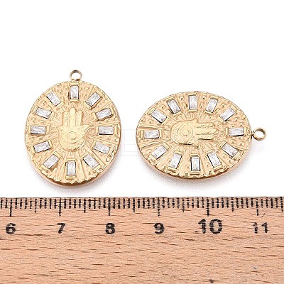 304 Stainless Steel Micro Pave Cubic Zirconia Pendants STAS-N109-205G-1