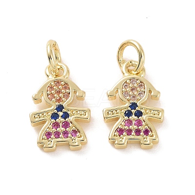 Brass Micro Pave Colorful Cubic Zirconia Charms KK-E068-VF144-1