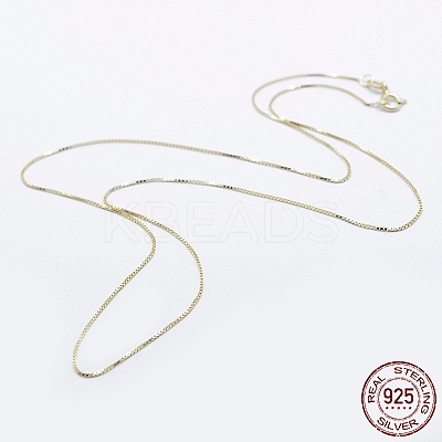 925 Sterling Silver Box Chain Necklaces STER-F039-45cm-03G-1