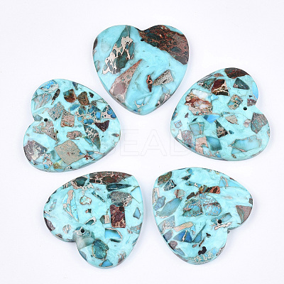 Assembled Synthetic Imperial Jasper and Turquoise Pendants G-S329-071A-1
