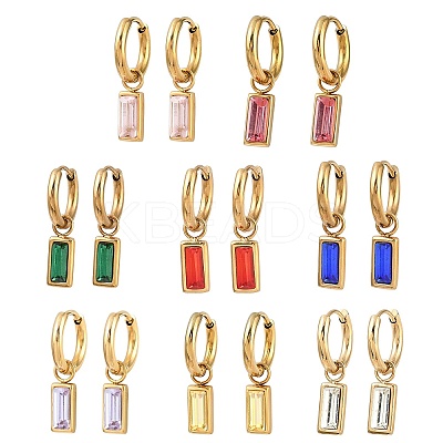 304 Stainless Steel Rectangle Hoop Earrings EJEW-I320-29G-1