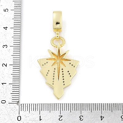 Brass Micro Pave Clear Cubic Zirconia Star European Dangle Charms KK-Z090-02G-1