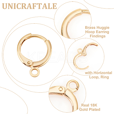 40Pcs Brass Huggie Hoop Earring Findings KK-UN0002-42-1