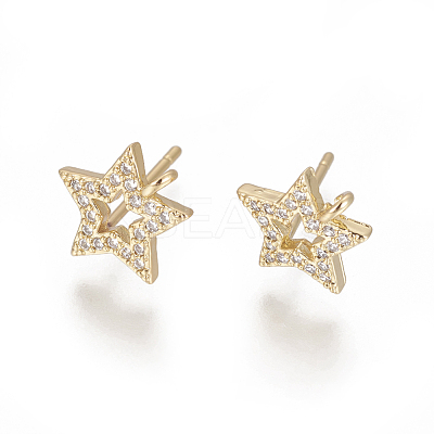 Brass Stud Earring Findings ZIRC-O034-17G-1