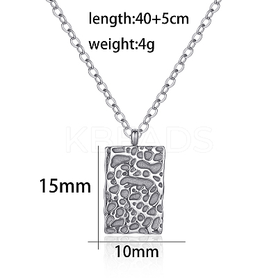 Fashionable 304 Stainless Steel Irregular Textured Rectangle Pendant Necklaces for Women EN2201-2-1