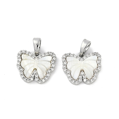 Natural White Shell Butterfly Charms KK-U043-24P-1