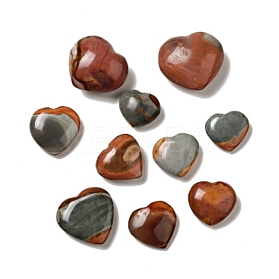 Natural Desert Jasper/Polychrome Jasper Heart Love Stone G-C010-04-1