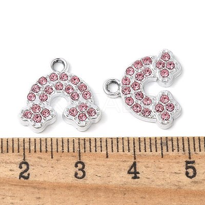 Alloy Pink Rhinestone Pendants PALLOY-E775-15P-1