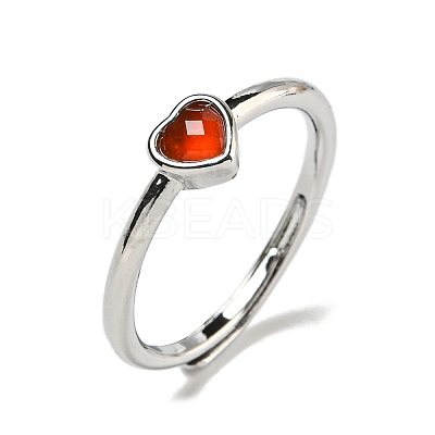 Heart Natural CarnelianAdjustable Rings RJEW-Q818-02P-01-1