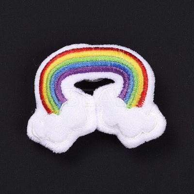 Rainbow with Cloud Cotton & Non-Woven Fabric Brooch JEWB-A003-01-1