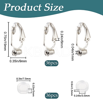 36Pcs Brass Clip-on Earring Converters Findings KK-SP0001-10P-1