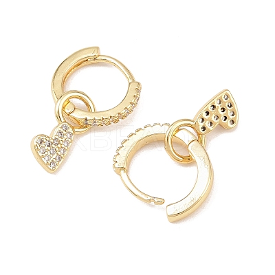 Heart Shape Clear Cubic Zirconia Hoop Earrings EJEW-F310-05G-1