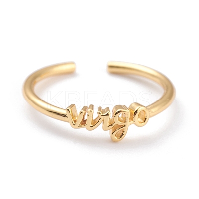 Constellation/Zodiac Sign Brass Cuff Rings RJEW-O042-06G-B-1