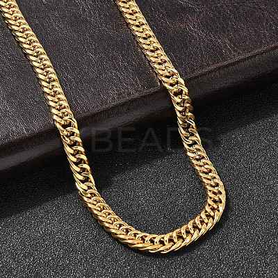 5.5MM 304 Stainless Steel Cuban Link Chain Necklaces for Men NJEW-B134-08A-G-1