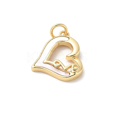 Brass Pave Natural White Shell Pendants KK-S522-08D-G-1