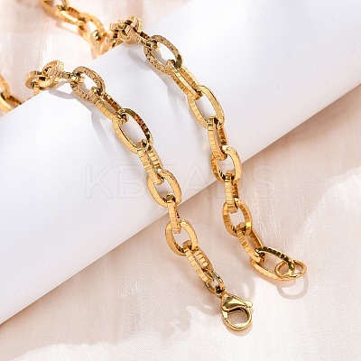 304 Stainless Steel Textured Cable Chain Necklaces NJEW-Q013-01G-1