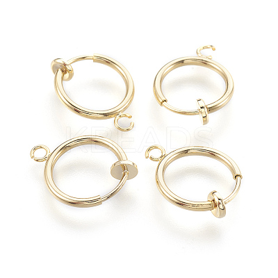 Brass Clip-on Hoop Earrings X-KK-L169-06G-1