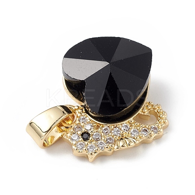 Real 18K Gold Plated Rack Plating Brass Micro Pave Cubic Zirconia Pendants KK-C015-02G-09-1