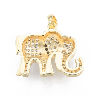 Brass Micro Pave Clear Cubic Zirconia Pendants KK-C006-01A-G-1