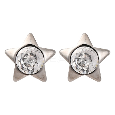 304 Stainless Steel Clear Cubic Zirconia Stud Earrings EJEW-Q044-06P-1