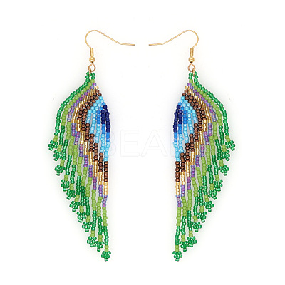 Bohemian Handmade Glass Seed Beads Tassel Dangle Earrings CB9270-3-1