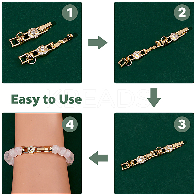 6Pcs Brass Micro Pave Clear Cubic Zirconia Fold Over Clasps KK-DC0004-87-1