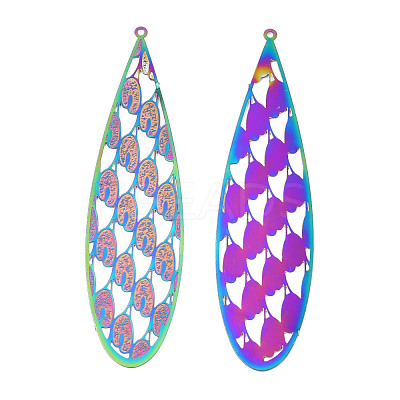 Ion Plating(IP) 304 Stainless Steel Filigree Big Pendants STAS-S118-083-1