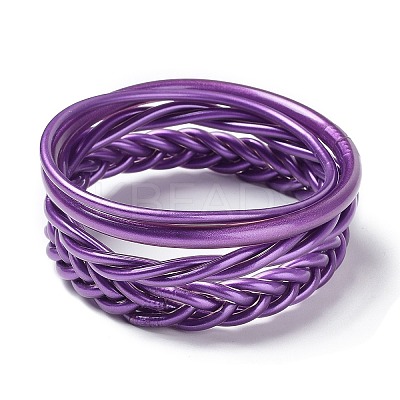 4Pcs 4 Style Plastic Cord Braided Jelly Stretch Bracelets Set BJEW-R313-02B-1