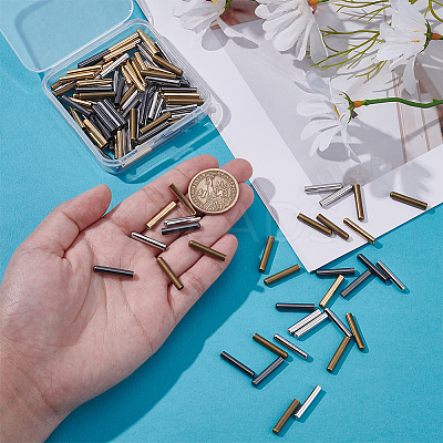120Pcs 4 Colors Brass Tube Beads KK-GA0001-94-1