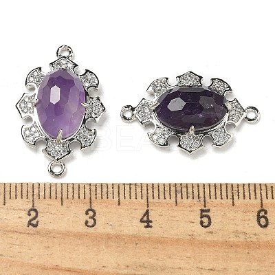 Natural Amethyst Faceted Oval Connector Charms G-G181-06P-03-1