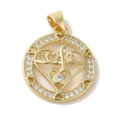 Rack Plating Brass Micro Pave Clear Cubic Zirconia Pendants KK-P267-11G-G-1