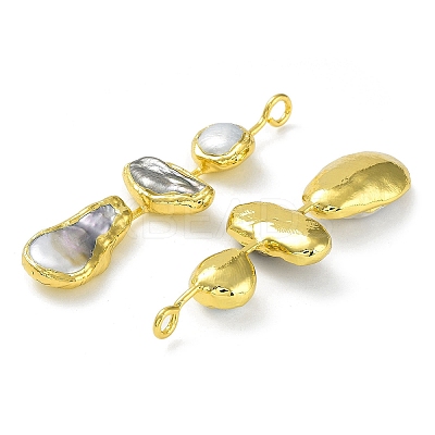 Rack Plating Brass Big Pendants with Natural Keshi Pearl KK-K348-15G-1