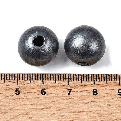 Painted Natural Wood European Beads WOOD-S057-067P-1