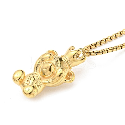 Ion Plating(IP) 304 Stainless Steel Bear Pendants Necklaces NJEW-K259-03G-1