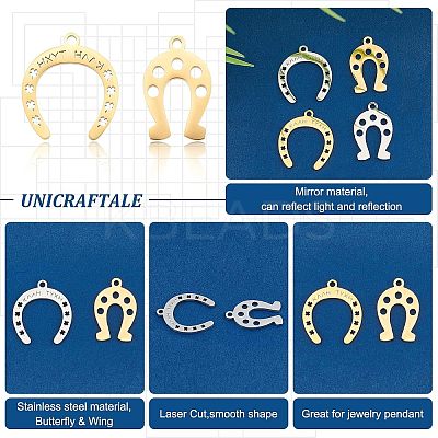 16Pcs 4 Styles 201 Stainless Steel Pendants STAS-UN0033-92-1
