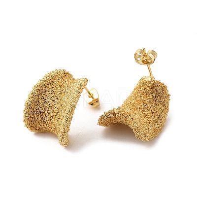 Real 18K Gold Plated Brass Stud Earrings EJEW-G382-10D-G-1